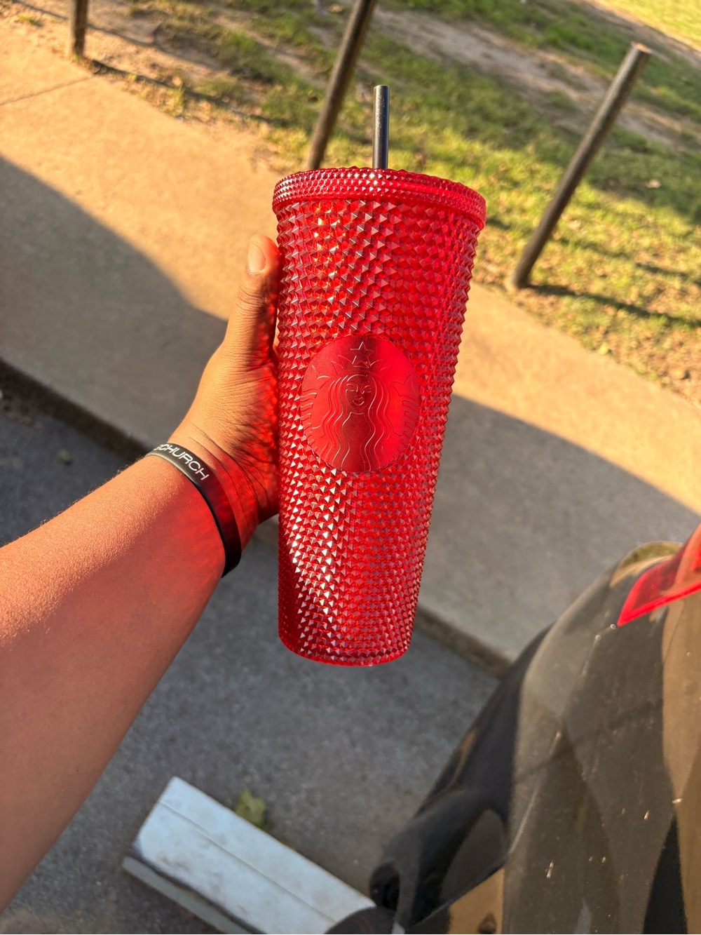Red OU Starbucks Studded Tumbler